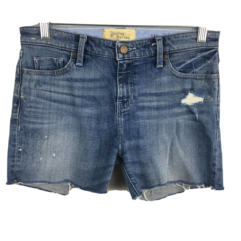 Holding Horses Anthropologie Shorts Womens Sz 26 Blue Mid Rise Cut Off Denim‎